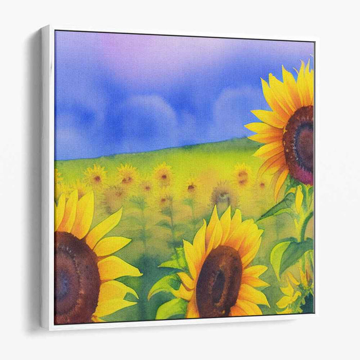 Sunflower Ballet: Impressionistic Sunflower Field Canvas Art