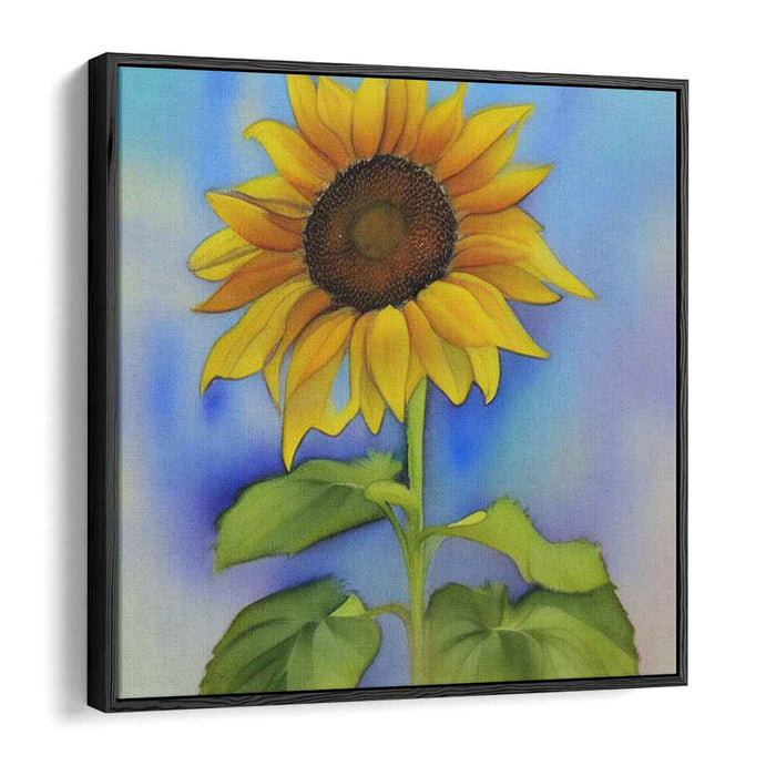 Golden Sunlit Tranquility: Nature's Golden Blossom on Tranquil Blue Canvas