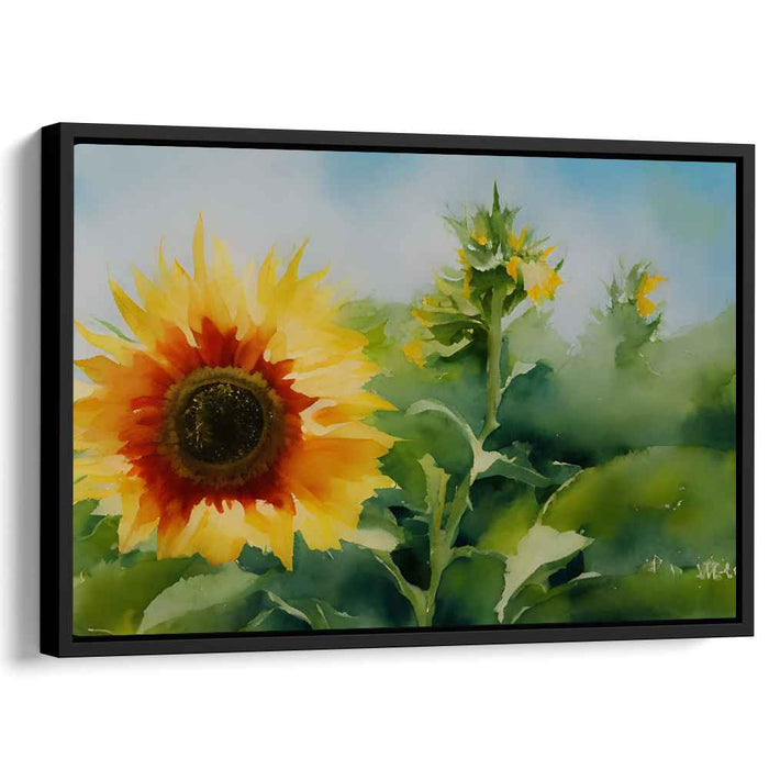 Sunflower's Reflection: Radiant Sunflower Watercolor Art Print