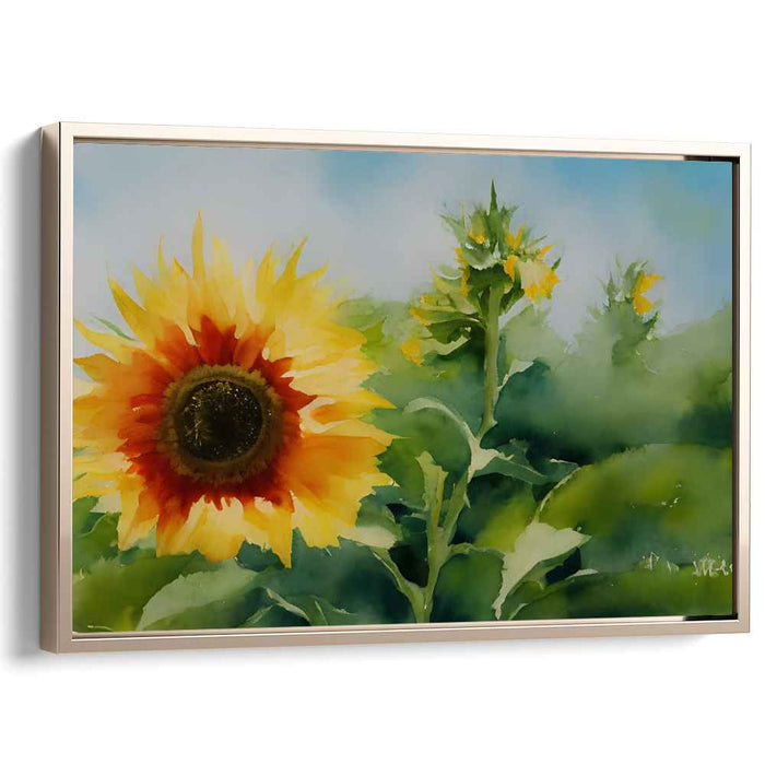 Sunflower's Reflection: Radiant Sunflower Watercolor Art Print
