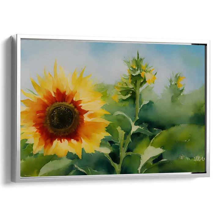 Sunflower's Reflection: Radiant Sunflower Watercolor Art Print