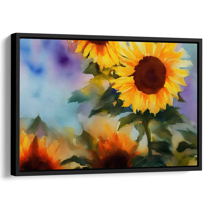 Sunburst Blooms On Canvas: Watercolor Sunflower Canvas Art Print