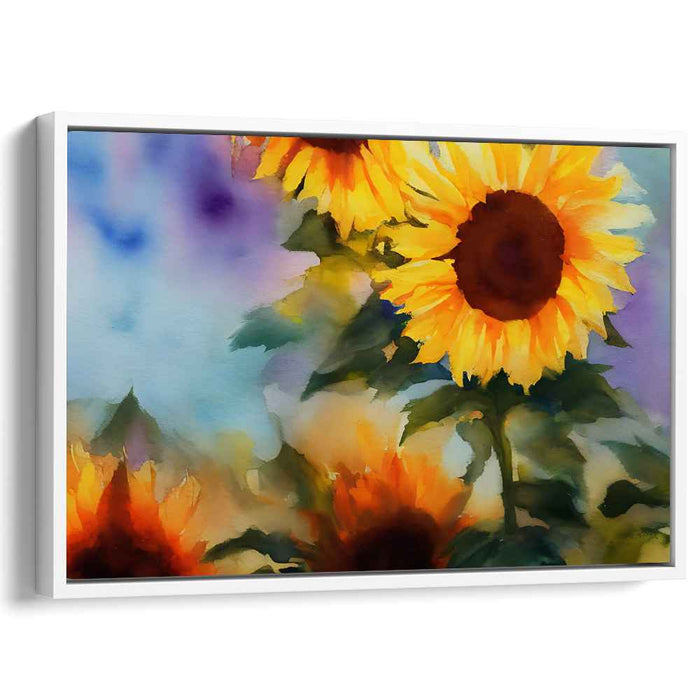 Sunburst Blooms On Canvas: Watercolor Sunflower Canvas Art Print