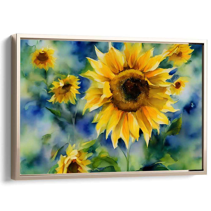 Sunflower Spectra: Vibrant Watercolor Sunflower Canvas Art Print