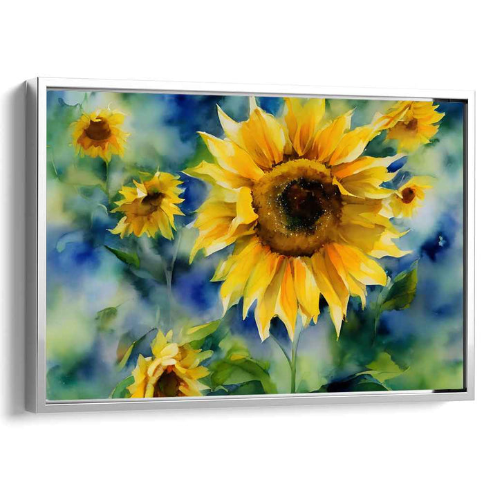 Sunflower Spectra: Vibrant Watercolor Sunflower Canvas Art Print
