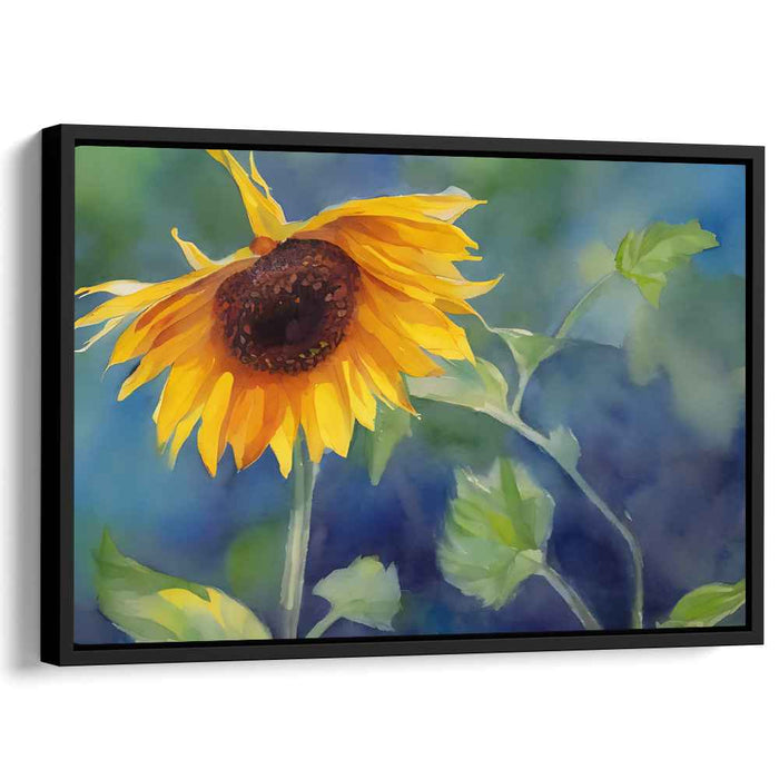Gilded Sunflower Mirage: Watercolor Sunflower Canvas Art Print
