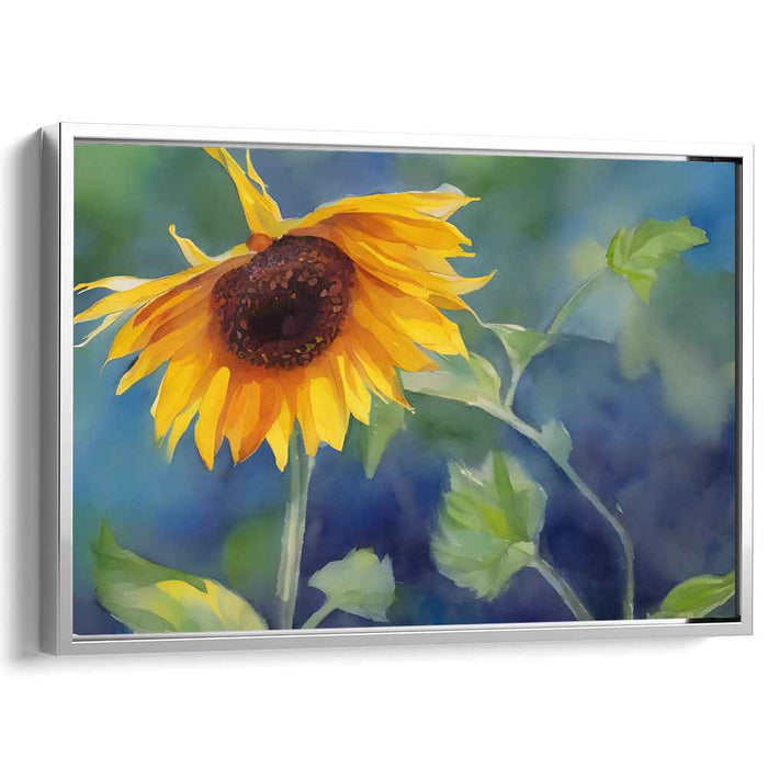 Gilded Sunflower Mirage: Watercolor Sunflower Canvas Art Print