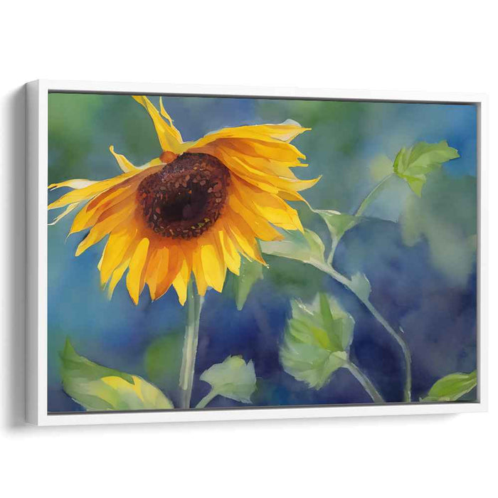 Gilded Sunflower Mirage: Watercolor Sunflower Canvas Art Print