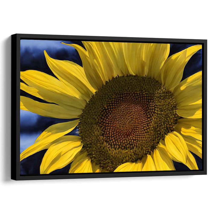 Moody Sunflower Dance: Vibrant Sunflower Against Moody Sky Canvas Art Print