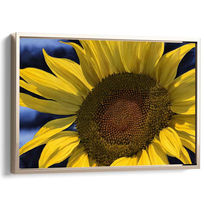 Moody Sunflower Dance: Vibrant Sunflower Against Moody Sky Canvas Art Print