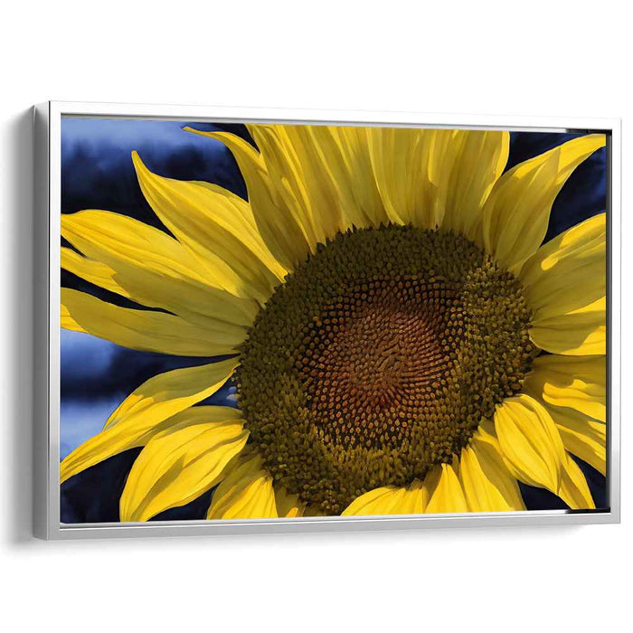 Moody Sunflower Dance: Vibrant Sunflower Against Moody Sky Canvas Art Print