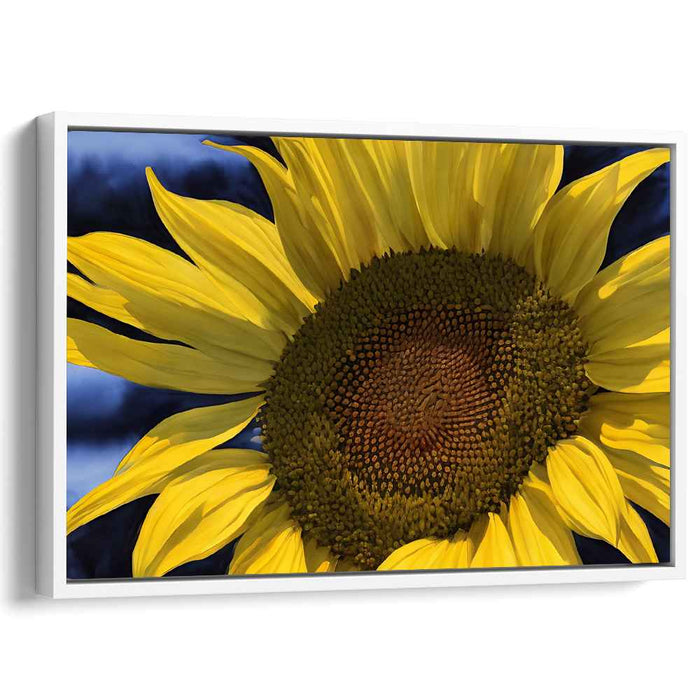 Moody Sunflower Dance: Vibrant Sunflower Against Moody Sky Canvas Art Print