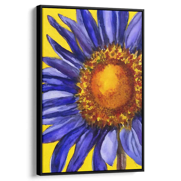 Blossom's Delightful Dance: Vibrant Blue and Yellow Watercolor Botanical Art Print