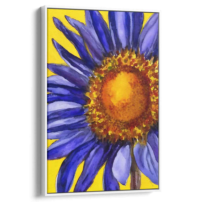 Blossom's Delightful Dance: Vibrant Blue and Yellow Watercolor Botanical Art Print