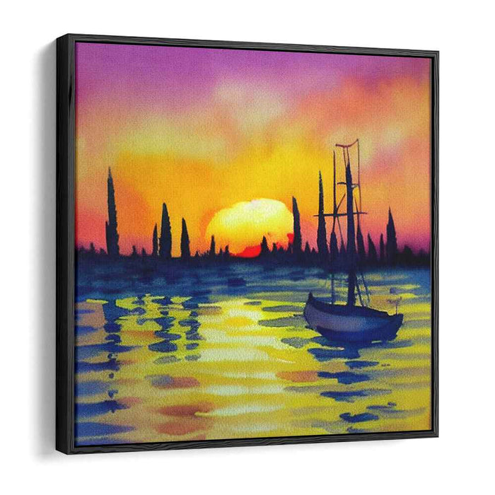 Canvas Serenity Sail: Impressionist Sailboat on Tranquil Waters Canvas Art Print