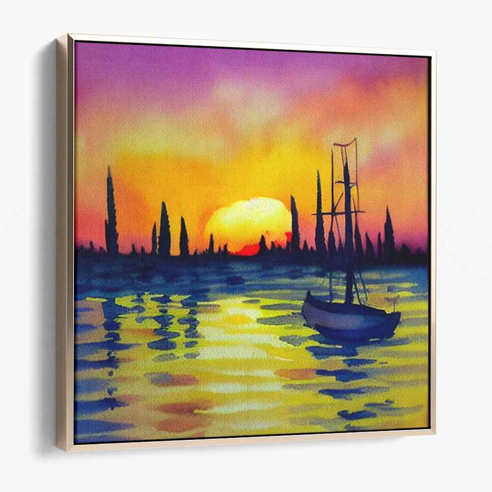 Canvas Serenity Sail: Impressionist Sailboat on Tranquil Waters Canvas Art Print