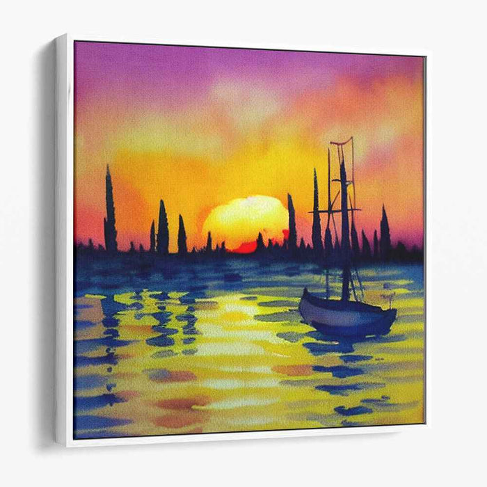 Canvas Serenity Sail: Impressionist Sailboat on Tranquil Waters Canvas Art Print