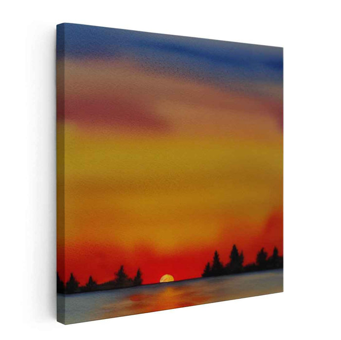 Aqueous Odyssey: Vibrant Watercolor Landscape Canvas Art