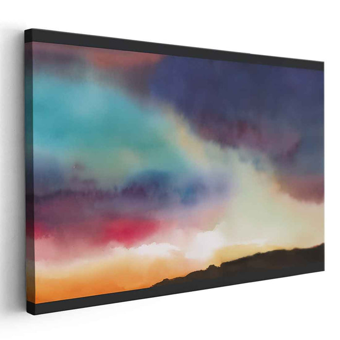 Misty Horizon Canvas Creation: Watercolor Landscape Canvas Art Print
