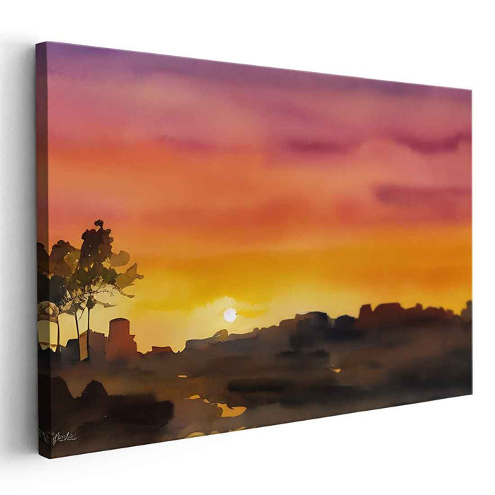 Watercolor Sunset #123