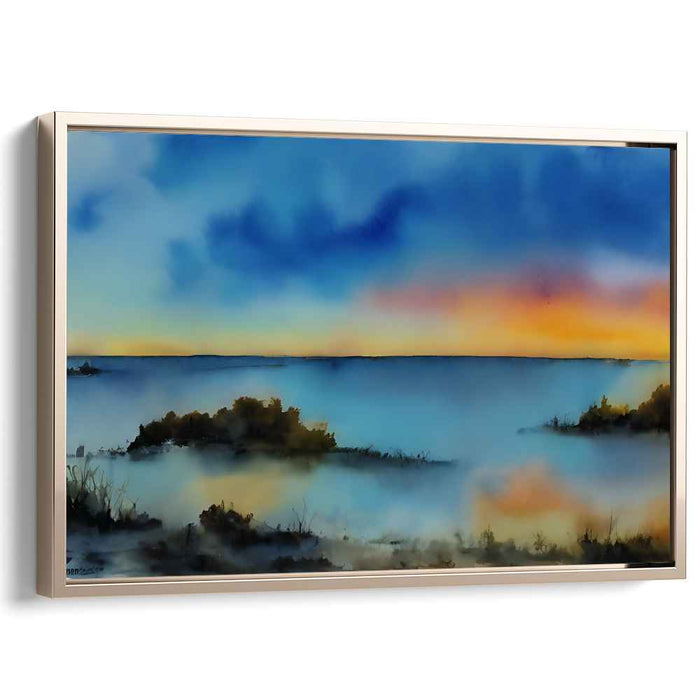 Dawn's Tranquil Waters: Serene Seascape at Dawn Canvas Art Print