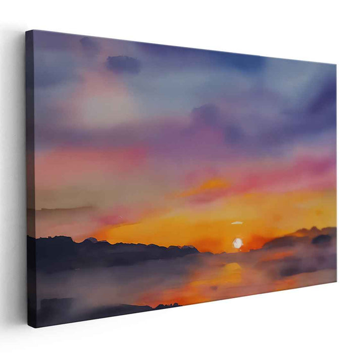 Ripple Elegance: A Luminous Watercolor Landscape Canvas Art
