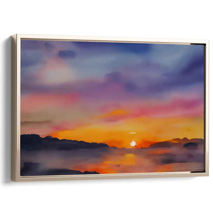 Ripple Elegance: A Luminous Watercolor Landscape Canvas Art