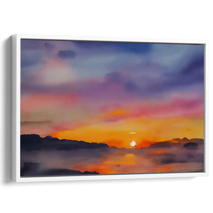 Ripple Elegance: A Luminous Watercolor Landscape Canvas Art