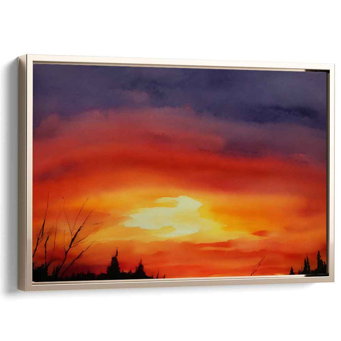 Aqua Brushstrokes Horizon: Watercolor Landscape Canvas Art Print