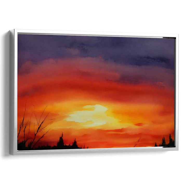 Aqua Brushstrokes Horizon: Watercolor Landscape Canvas Art Print