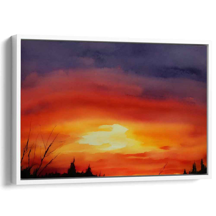 Aqua Brushstrokes Horizon: Watercolor Landscape Canvas Art Print