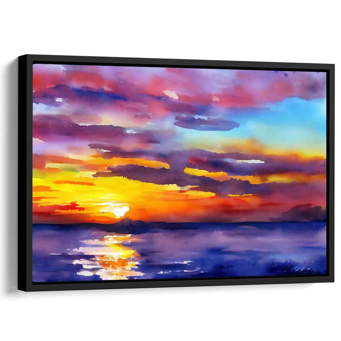 Tranquil Sunset Over the Ocean: Impressionist Seascape Canvas Art Print