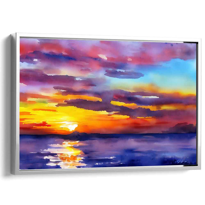 Tranquil Sunset Over the Ocean: Impressionist Seascape Canvas Art Print