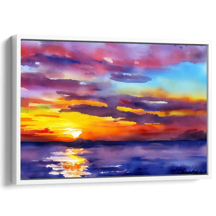 Tranquil Sunset Over the Ocean: Impressionist Seascape Canvas Art Print