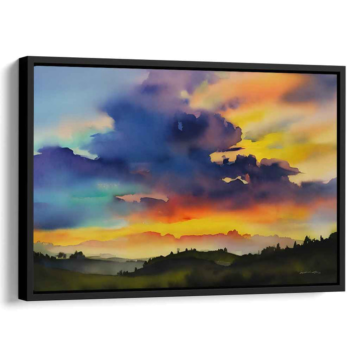 Watercolor Cityscape: Vivid Watercolor Skyline Canvas Art