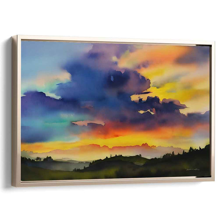 Watercolor Cityscape: Vivid Watercolor Skyline Canvas Art