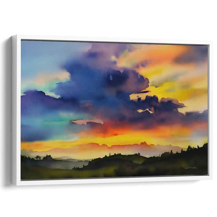 Watercolor Cityscape: Vivid Watercolor Skyline Canvas Art