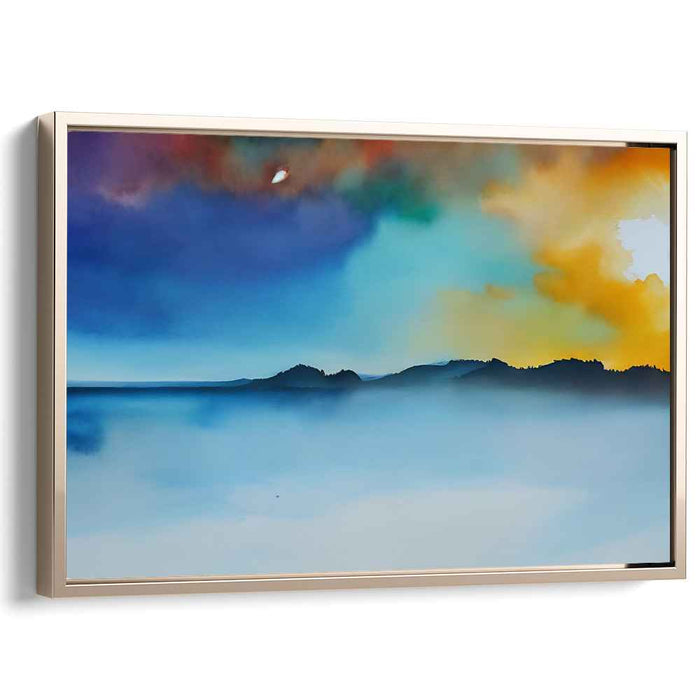 Tranquil Dusk Mirage: Watercolor Landscape of Serene Sunset