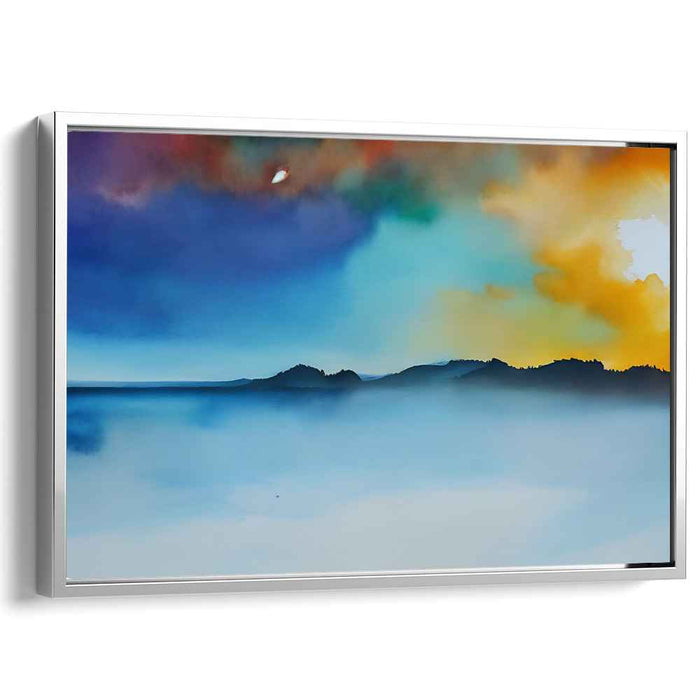 Tranquil Dusk Mirage: Watercolor Landscape of Serene Sunset