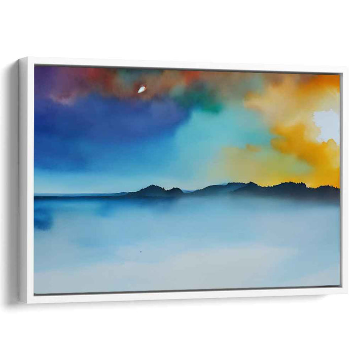 Tranquil Dusk Mirage: Watercolor Landscape of Serene Sunset