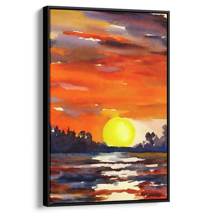Canvas Waterscape Symphony: Watercolor Landscape Canvas Art Print