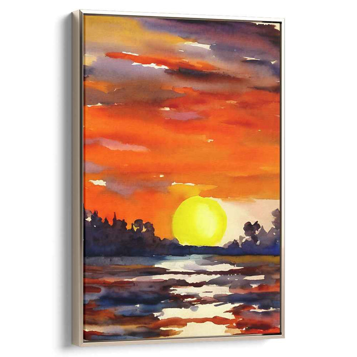 Canvas Waterscape Symphony: Watercolor Landscape Canvas Art Print