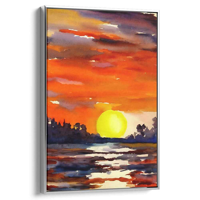 Canvas Waterscape Symphony: Watercolor Landscape Canvas Art Print