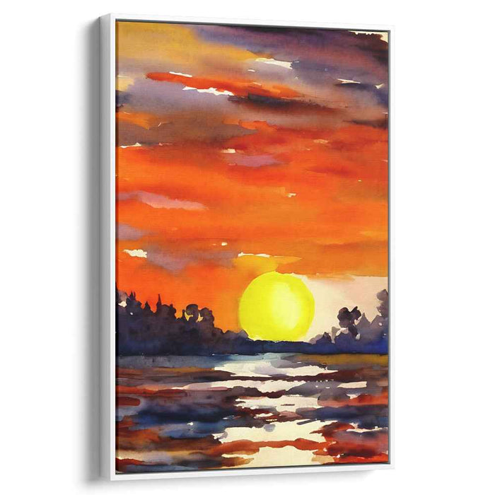 Canvas Waterscape Symphony: Watercolor Landscape Canvas Art Print