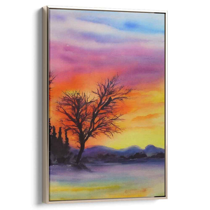 Canvas Tranquility: Tranquil Landscape Watercolor Canvas Art Print