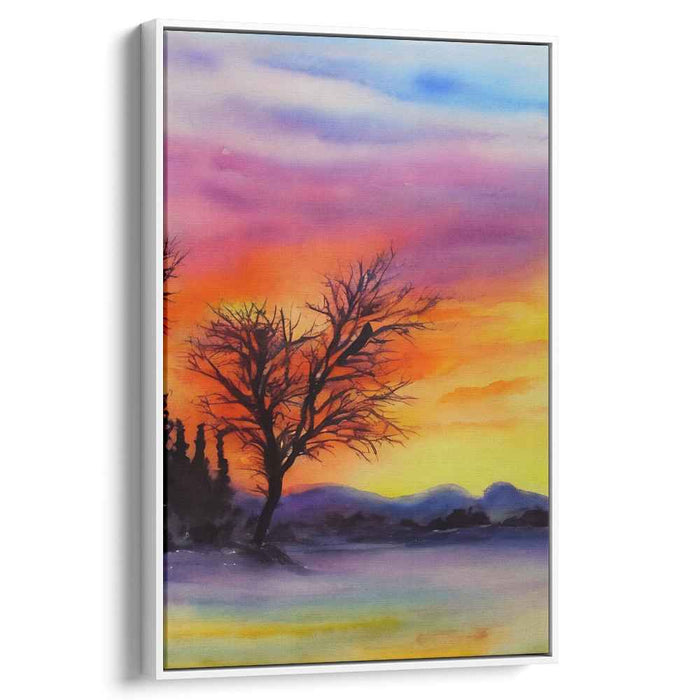 Canvas Tranquility: Tranquil Landscape Watercolor Canvas Art Print
