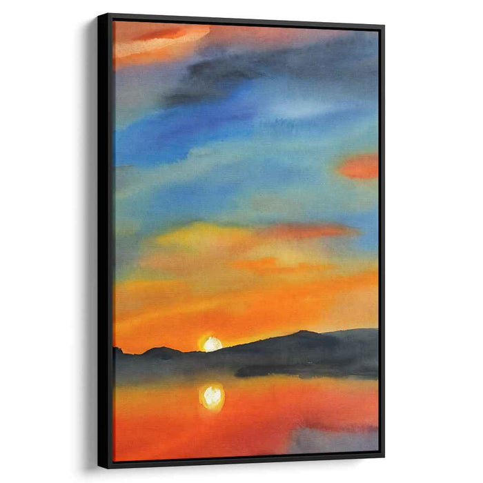 Chromatic Water Wonderland: Vibrant Watercolor Landscape Canvas Art
