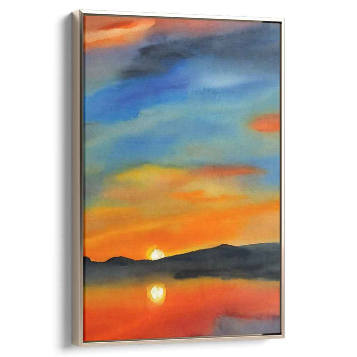 Chromatic Water Wonderland: Vibrant Watercolor Landscape Canvas Art