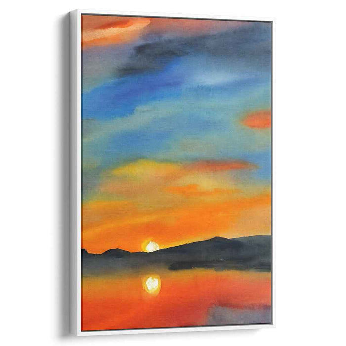Chromatic Water Wonderland: Vibrant Watercolor Landscape Canvas Art