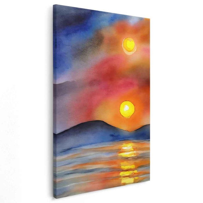 Twilight's Illusion of Tranquility: Surreal Sunset Over Serene Waters